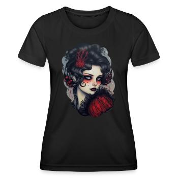Goth Girl Gothique Rouge Noir Mystique Horreur - T-shirt sport Femme - noir - Devant - AI Model Female 172 light (172cm)