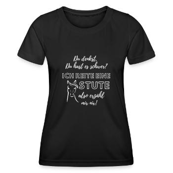 Ich reite eine Stute - Frauen Funktions-T-Shirt - Schwarz - Vorne - AI Model Female 172 light (172cm)