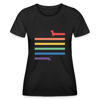 Cooles LGBT Dackel gay pride design Geschenk - Frauen Funktions-T-Shirt - Schwarz - Vorne - AI Model Female 172 light (172cm)