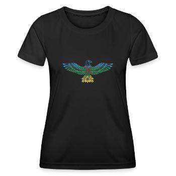 Amazigh Imazighen Flagge Adler Nordafrika Geschenk - Frauen Funktions-T-Shirt - Schwarz - Vorne - AI Model Female 172 light (172cm)