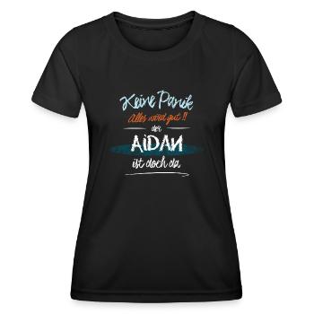 Aidan - Keine Panik. Alles wird gut - Frauen Funktions-T-Shirt - Schwarz - Vorne - AI Model Female 172 light (172cm)