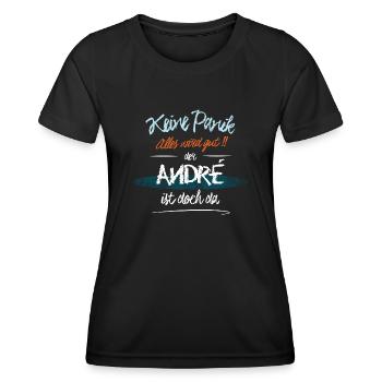 André - Keine Panik. Alles wird gut - Frauen Funktions-T-Shirt - Schwarz - Vorne - AI Model Female 172 light (172cm)