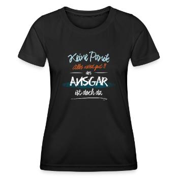 Ansgar - Keine Panik. Alles wird gut - Frauen Funktions-T-Shirt - Schwarz - Vorne - AI Model Female 172 light (172cm)