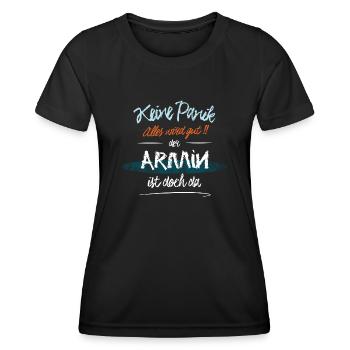 Armin - Keine Panik. Alles wird gut - Frauen Funktions-T-Shirt - Schwarz - Vorne - AI Model Female 172 light (172cm)