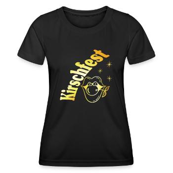 Kussmund mit Kirsche zum Kirschfest - Frauen Funktions-T-Shirt - Schwarz - Vorne - AI Model Female 172 light (172cm)