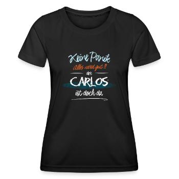 Carlos - Keine Panik. Alles wird gut - Frauen Funktions-T-Shirt - Schwarz - Vorne - AI Model Female 172 light (172cm)