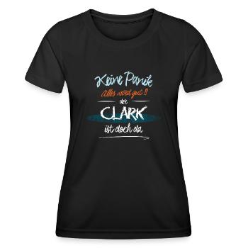 Clark - Keine Panik. Alles wird gut - Frauen Funktions-T-Shirt - Schwarz - Vorne - AI Model Female 172 light (172cm)