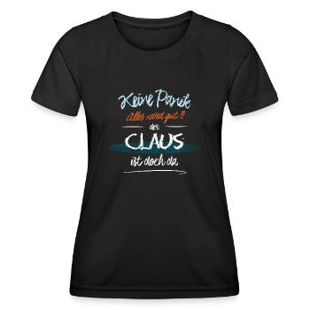 Claus - Keine Panik. Alles wird gut - Frauen Funktions-T-Shirt - Schwarz - Vorne - AI Model Female 172 light (172cm)