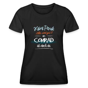 Conrad - Keine Panik. Alles wird gut - Frauen Funktions-T-Shirt - Schwarz - Vorne - AI Model Female 172 light (172cm)