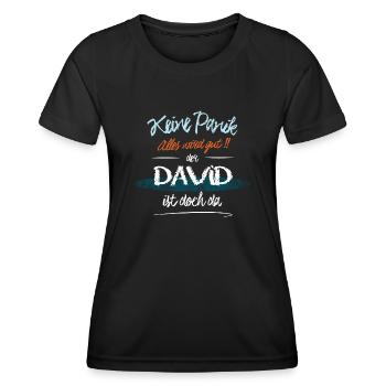 David - Keine Panik. Alles wird gut - Frauen Funktions-T-Shirt - Schwarz - Vorne - AI Model Female 172 light (172cm)