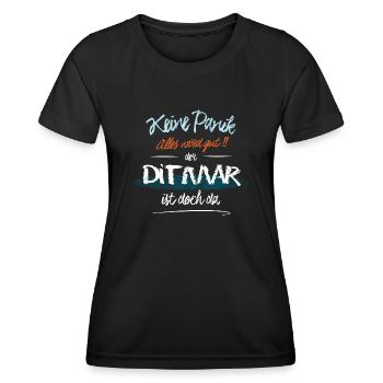 Ditmar - Keine Panik. Alles wird gut - Frauen Funktions-T-Shirt - Schwarz - Vorne - AI Model Female 172 light (172cm)