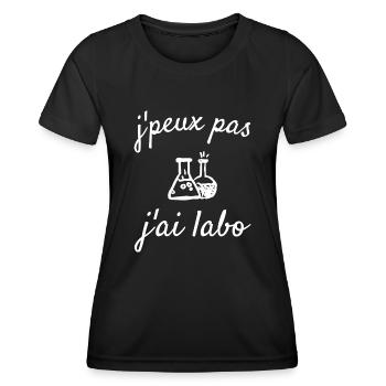 J'peux pas j'ai labo (blanc) - T-shirt sport Femme - noir - Devant - AI Model Female 172 light (172cm)