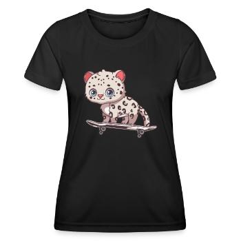 Schneeleopard - Frauen Funktions-T-Shirt - Schwarz - Vorne - AI Model Female 172 light (172cm)