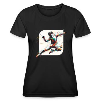 Abstrakter Fechter Fechten - Frauen Funktions-T-Shirt - Schwarz - Vorne - AI Model Female 172 light (172cm)