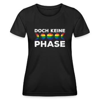 Mondphase Regenbogenflagge Pride Month Geschenk - Frauen Funktions-T-Shirt - Schwarz - Vorne - AI Model Female 172 light (172cm)
