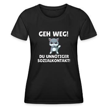 Geh weg du unnötiger Sozialkontakt - Frauen Funktions-T-Shirt - Schwarz - Vorne - AI Model Female 172 light (172cm)