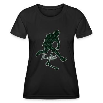 trottinette freestyle - T-shirt sport Femme - noir - Devant - AI Model Female 172 light (172cm)
