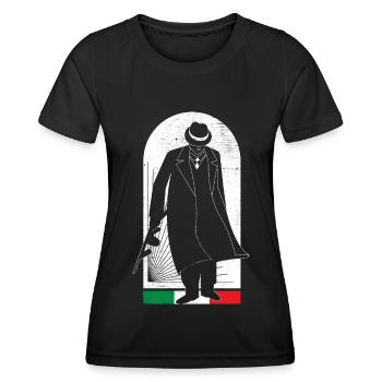 Italien Mafia Grafik - Frauen Funktions-T-Shirt - Schwarz - Vorne - AI Model Female 172 light (172cm)