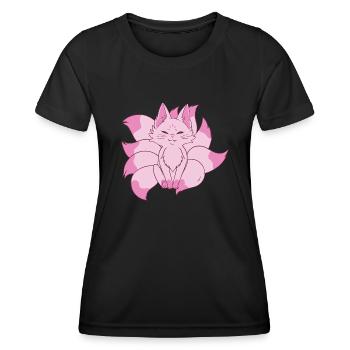 Kitsune Fuchs - Frauen Funktions-T-Shirt - Schwarz - Vorne - AI Model Female 172 light (172cm)