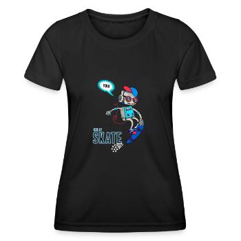 Skate robot skater comic yolo skateboard music - Women's Functional T-Shirt - black - Front - AI Model Female 172 light (172cm)