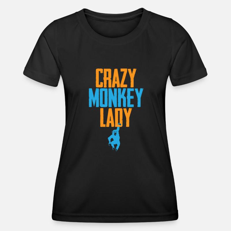 Crazy Monkey Lady - Women's Functional T-Shirt - black