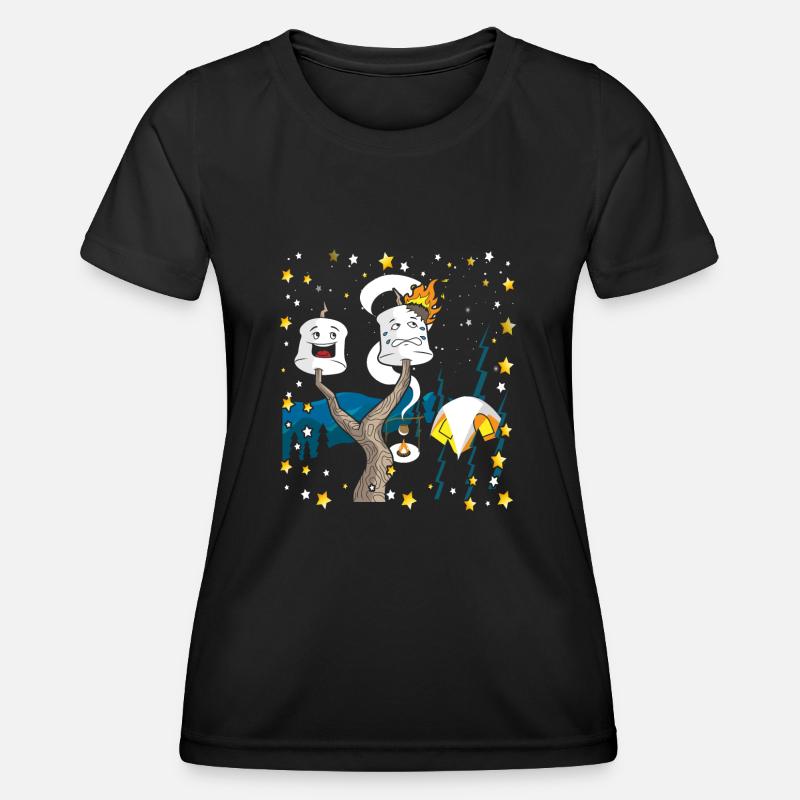 Happy Camper Marshmallow Campfire Gift Shirt - Women's Functional T-Shirt - black