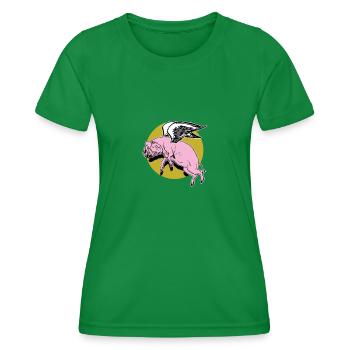 Flying Pig - Frauen Funktions-T-Shirt - Kelly Green - Vorne - AI Model Female 172 dark (172cm)
