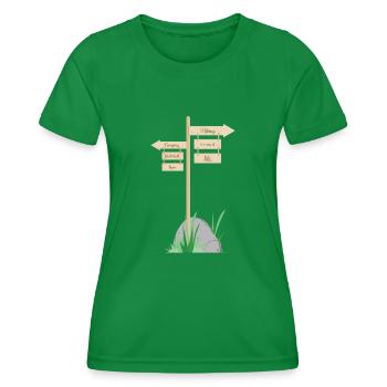 Hiking and climbing design - Women's Functional T-Shirt - kelly green - Front - AI Model Female 172 dark (172cm)