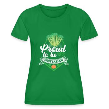 Proud to be Vegetarian - Frauen Funktions-T-Shirt - Kelly Green - Vorne - AI Model Female 172 dark (172cm)