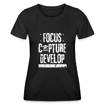 Fotograph Fotografie Geschenk Kameramann Kamera - Frauen Funktions-T-Shirt - Schwarz - Vorne - AI Model Female 172 light (172cm)