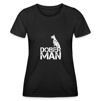 Doberman Pinscher Dobermann Geschenke - Frauen Funktions-T-Shirt - Schwarz - Vorne - AI Model Female 172 light (172cm)
