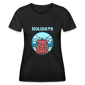 T-shirt de vacances d'hiver T-shirt de randonnée en montagne - T-shirt sport Femme - noir - Devant - AI Model Female 172 light (172cm)