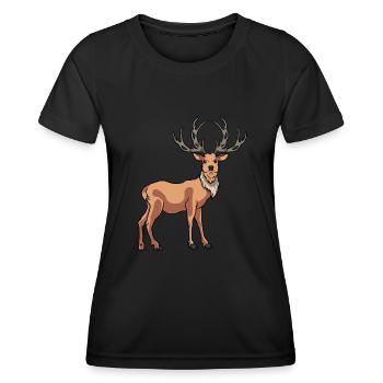 Epic Deer Red Deer Antler Wild - Women's Functional T-Shirt - black - Front - AI Model Female 172 light (172cm)