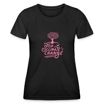Erde Klima Planet Retten Klimawandel Erderwärmung - Frauen Funktions-T-Shirt - Schwarz - Vorne - AI Model Female 172 light (172cm)
