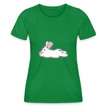 Weißer Hase Kaninchen Karnickel Comic Geschenk - Frauen Funktions-T-Shirt - Kelly Green - Vorne - AI Model Female 172 dark (172cm)