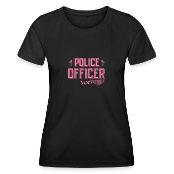 Officier de police - T-shirt sport Femme - noir - Devant - AI Model Female 172 light (172cm)