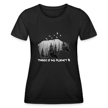 There is No Planet B Shirt Bear Mountains Trees - Frauen Funktions-T-Shirt - Schwarz - Vorne - AI Model Female 172 light (172cm)