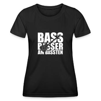 Bass Player Gift BASS BÄSSER AM BÄSSTEN bassist - Frauen Funktions-T-Shirt - Schwarz - Vorne - AI Model Female 172 light (172cm)