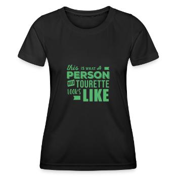 Tourette Handicap - T-shirt sport Femme - noir - Devant - AI Model Female 172 light (172cm)