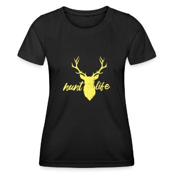 Hirsch Jagd T-Shirt - Frauen Funktions-T-Shirt - Schwarz - Vorne - AI Model Female 172 light (172cm)