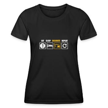 Baggern - Frauen Funktions-T-Shirt - Schwarz - Vorne - AI Model Female 172 light (172cm)