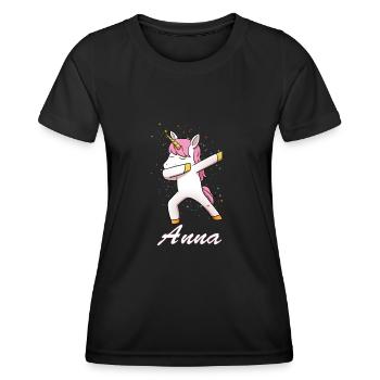 Anna Einhorn prénom fille - T-shirt sport Femme - noir - Devant - AI Model Female 172 light (172cm)