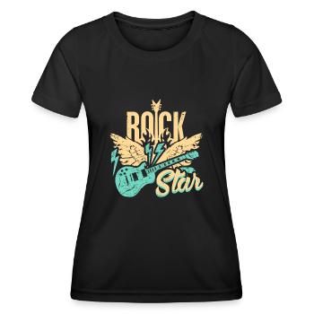 E-Gitarren- - Frauen Funktions-T-Shirt - Schwarz - Vorne - AI Model Female 172 light (172cm)