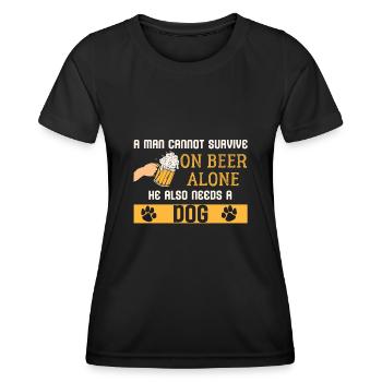 Bière et chiens - T-shirt sport Femme - noir - Devant - AI Model Female 172 light (172cm)