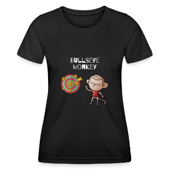 Singe Bullseye - singe effronté sur un jeu de fléchettes - T-shirt sport Femme - noir - Devant - AI Model Female 172 light (172cm)
