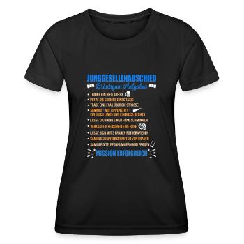 JGA Aufgaben Bräutigam Junggesellen Checkliste - Frauen Funktions-T-Shirt - Schwarz - Vorne - AI Model Female 172 light (172cm)