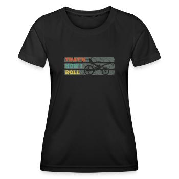 Tour à vélo - T-shirt sport Femme - noir - Devant - AI Model Female 172 light (172cm)