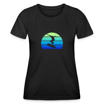 Longboarder - Frauen Funktions-T-Shirt - Schwarz - Vorne - AI Model Female 172 light (172cm)