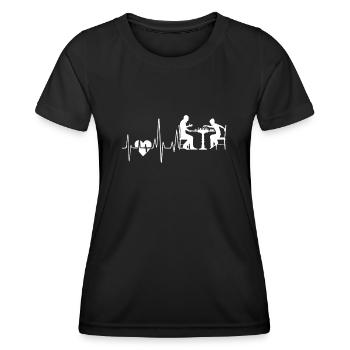 Schach Schach Herzschlag - Frauen Funktions-T-Shirt - Schwarz - Vorne - AI Model Female 172 light (172cm)