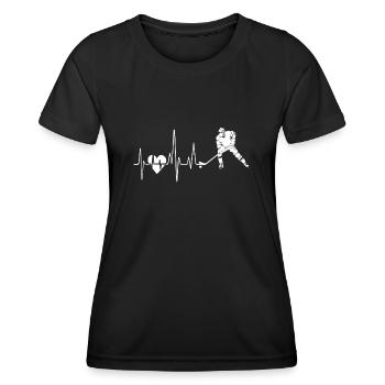 Eishockey Eishockey Herzschlag - Frauen Funktions-T-Shirt - Schwarz - Vorne - AI Model Female 172 light (172cm)